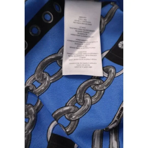 Michael Kors Women's Blue Black Chain Print Poncho Top Size L/XL Polyester Light - Picture 11 of 11